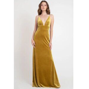 Marigold V-Neck Velvet Gown- Size 10- Style Madden